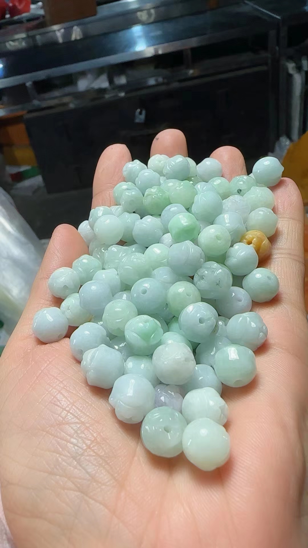纯天然缅甸翡翠玉a货玫瑰花桃心跑环面包圈平安扣散珠配件手链串