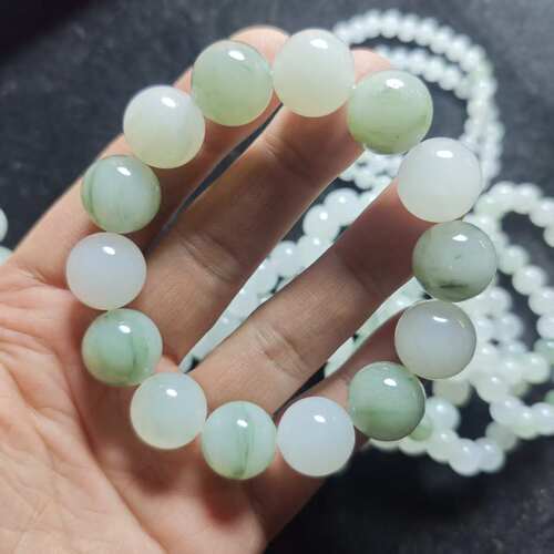 天然东陵玉翡洲绿翠手串链冰种飘花老型6mm9情侣款节女生日礼物