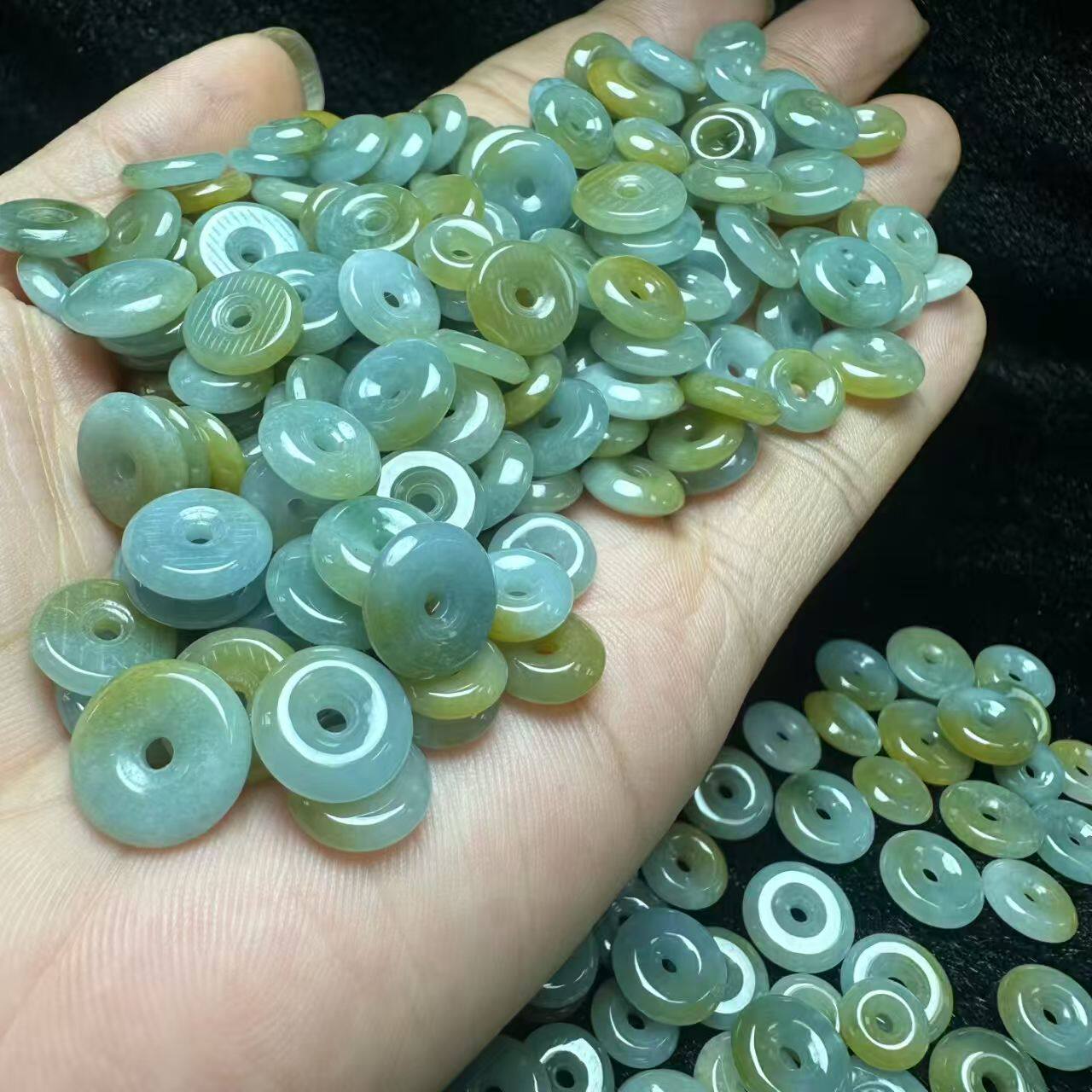 翡翠A货平安扣圆形散珠隔片