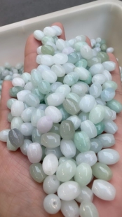 纯天然缅甸翡翠玉A货8/11mm米散珠手链项链白绿国庆节礼物和田玉