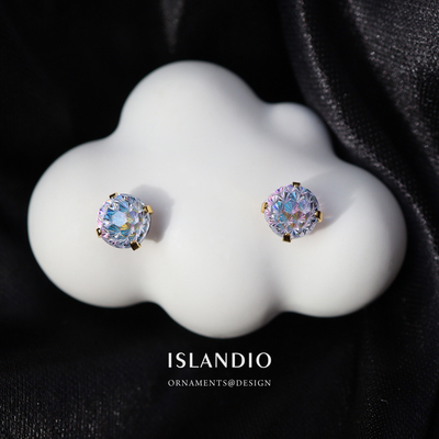 ISLANDIO人鱼姬彩色宝石纯银耳钉