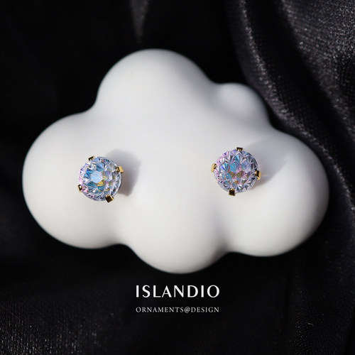 ISLANDIO人鱼姬彩色宝石纯银耳钉