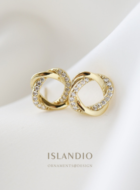 2021新品欧美极简风精致气质通勤法式优雅纯银镀18K金耳钉耳饰女