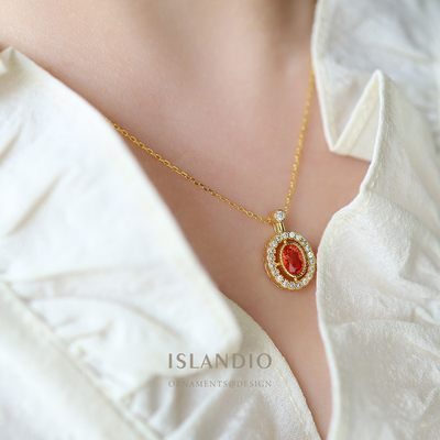 ISLANDIO银镀金镶嵌宝石女项链