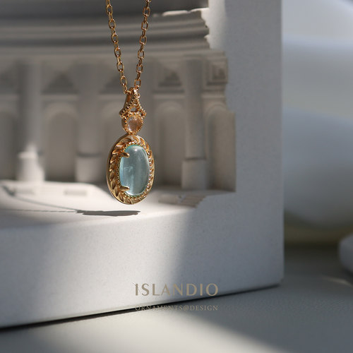 ISLANDIO湖蓝宝石纯银镀金项链