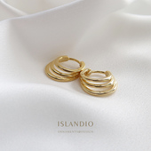 18k金欧美气质耳圈极简夏季 耳钉简约女2020年新款 潮三环耳扣耳环