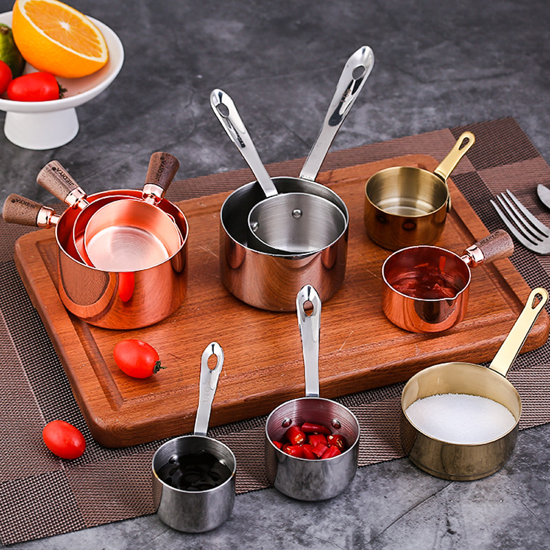 美式304不锈钢酱汁碗西餐牛排酱汁碟韩式番茄酱汁杯带柄迷你汁盅