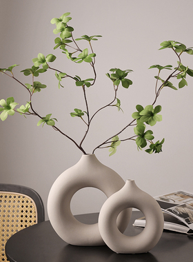 ins北欧风格陶瓷小花瓶插花彷真花现代简约诧寂风花器装饰品摆件