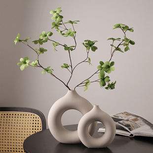 ins北欧风格陶瓷小花瓶插花彷真花现代简约诧寂风花器装饰品摆件