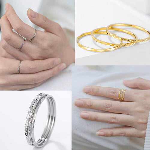 不掉色~2码钛钢蹦迪切面菱格戒指小码叠戴指环3码4码5码尾戒