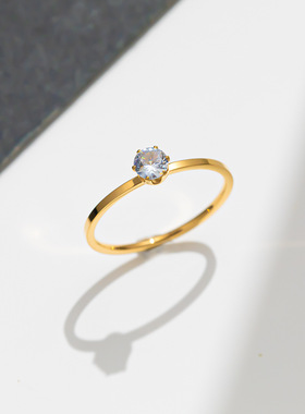 单钻轻奢时尚百搭钻石女戒和谐福戒钻戒小钻戒尾戒送礼