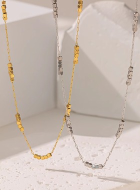 18K金项链女款小众设计感锁骨链轻奢高级素圈吊坠颈链送女友礼物