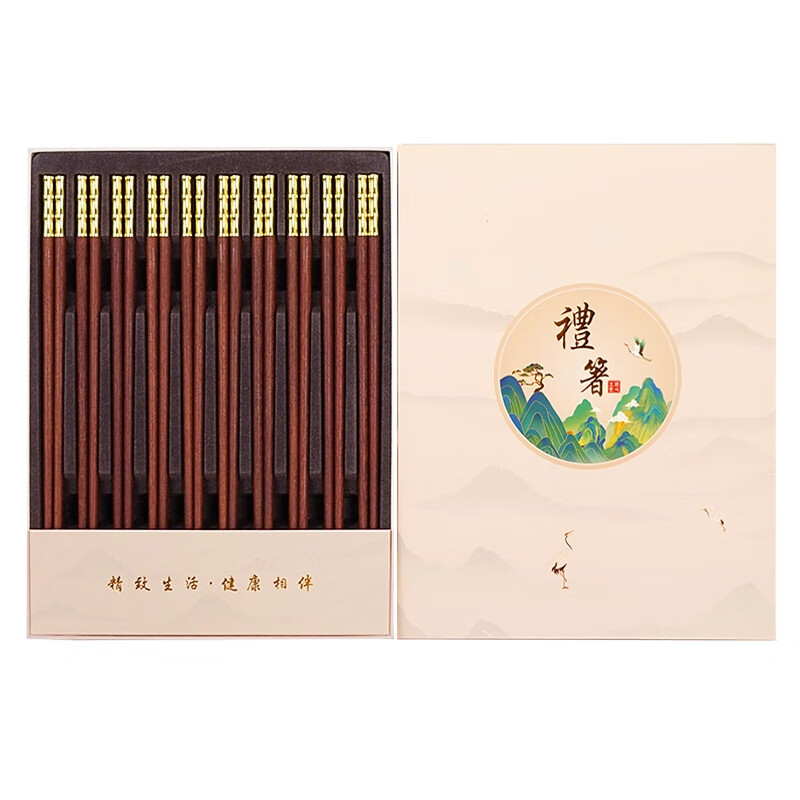 达乐丰红檀木筷子家用实木筷节节高升无漆无蜡筷子天然原木分餐筷图片