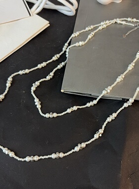 淡水珍珠项链女轻奢小众设计多层串珠毛衣链长款