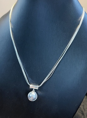 设计师款珍珠项链女双层细链条圆形吊坠精致气质锁骨链