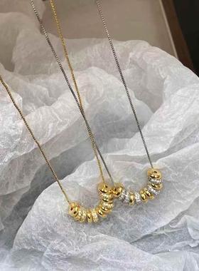 韩版ins设计感金属圆珠珠项链女气质简约百搭锁骨链冷淡风项链潮