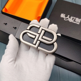 巴黎腰带双BG扣皮带男真皮纯牛皮腰带高档大牌青年百搭牛仔裤 腰带