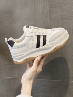 真皮小白鞋女2024春季新款鞋子厚底德训鞋舒适女鞋百搭休闲运动鞋