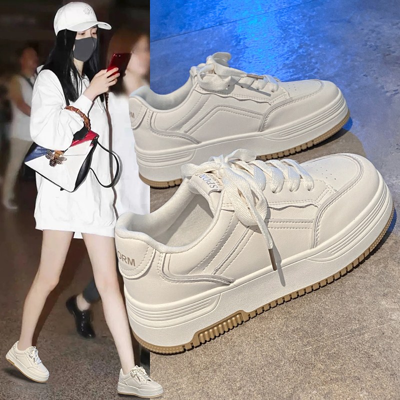 香港潮牌小白鞋女2025厚底秋冬季百搭休闲鞋板鞋增高女款运动鞋