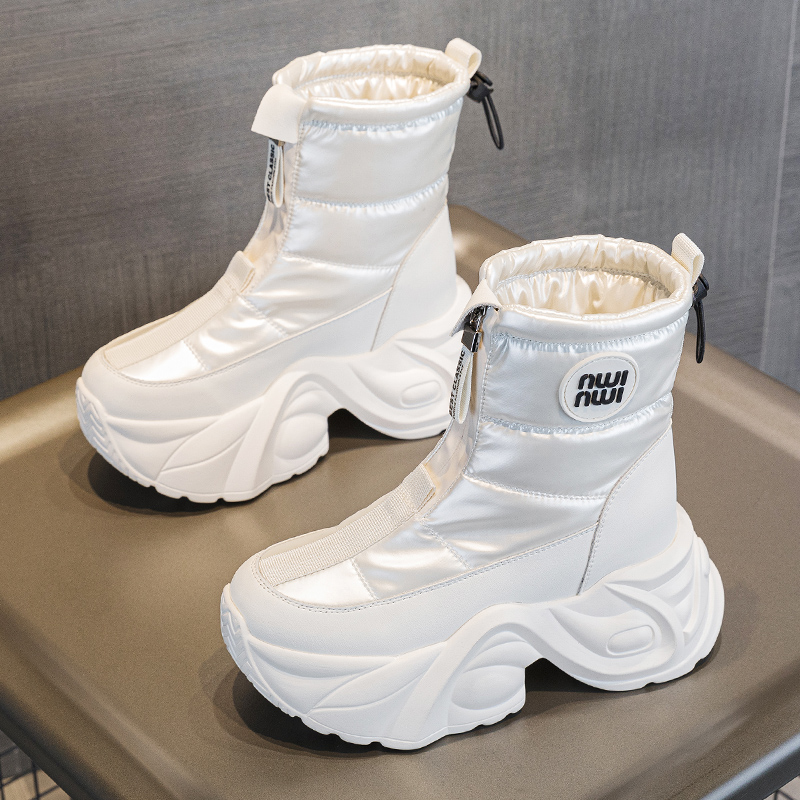 潮牌增高厚底雪地靴女2025新款百搭冬季加绒保暖防水防滑高帮棉鞋