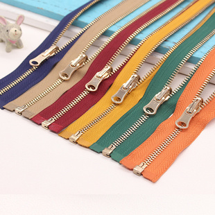 5号金属拉链两面穿拉头铜齿带锁羽绒服开尾拉锁拉链头配件辅料