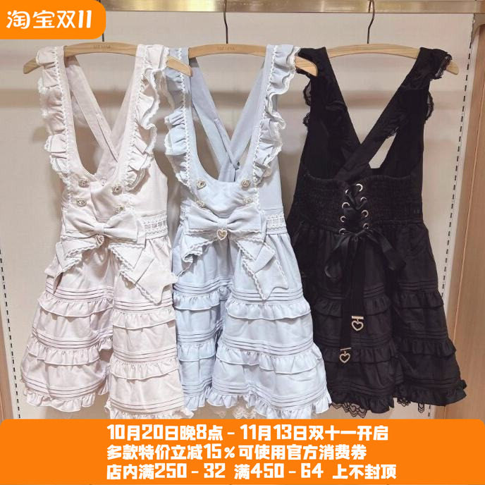 搬仓清货日系甜美可爱偶像量产型蛋糕蝴蝶结连衣裙背带裙