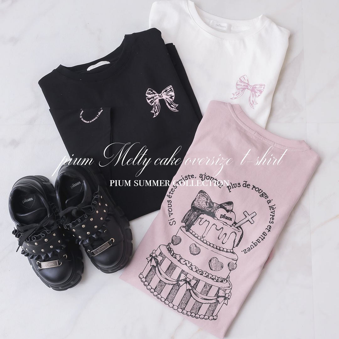 Meowchan日系夏季P家甜美可爱蛋糕印花短袖宽松oversizeT恤