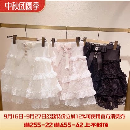 Meowchan再入荷日系量产型软妹甜美可爱蓬蓬蝴蝶结荷叶边半裙短裙