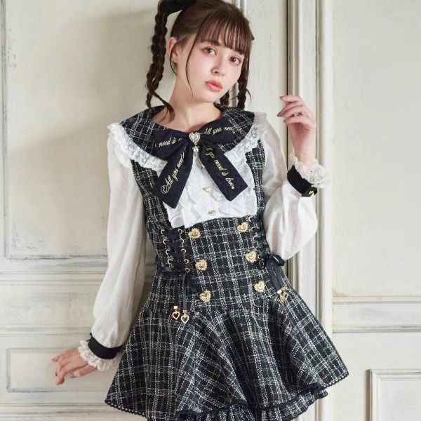 再入荷秋冬季甜美量产型泡泡袖小香风裙衣裙裤两件套装
