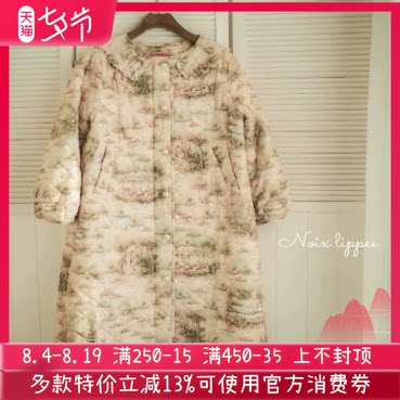 搬仓清货yuk1emon可爱童趣游乐园印花长款毛领棉衣棉服外套