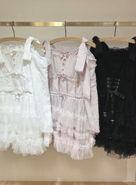 Meowchan少量再入荷日系爆款甜美量产型纱纱下摆露肩连衣裙