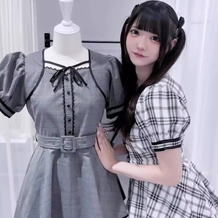 套装 Meowchan日系P家甜美清楚系量产型交叉绑带荷叶边短袖