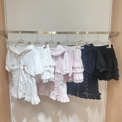 Meowchan现货日系甜美量产型蕾系短袖连帽运动服蛋糕短裙裤套装