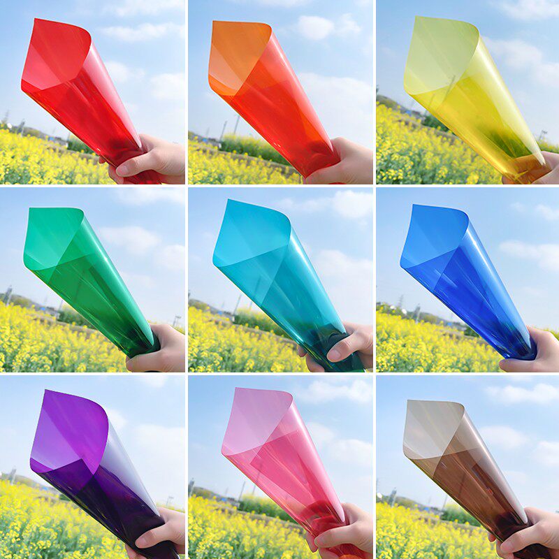 彩色贴膜玻璃纸透明透光装饰婚庆手工道具防晒隔热幻彩炫彩镭射膜