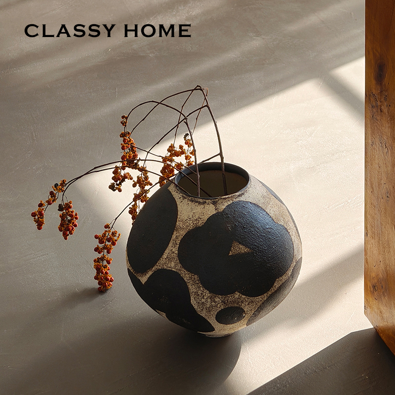 侘寂风手工陶瓷民宿茶室野口花瓶