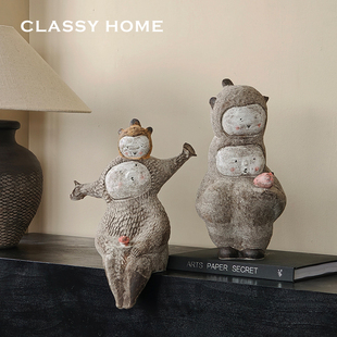 陶艺师原创【肩上星辰】陶瓷手工艺术桌面摆件侘寂风手工雕塑送礼