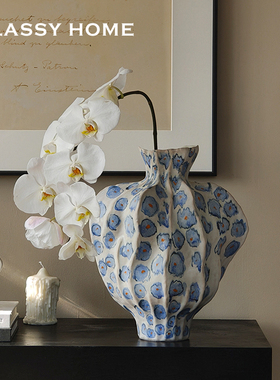 陶艺师原创【青影叠韵】陶瓷手工艺术花瓶 侘寂风民宿客餐厅摆件