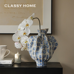 陶艺师原创【青影叠韵】陶瓷手工艺术花瓶 侘寂风民宿客餐厅摆件