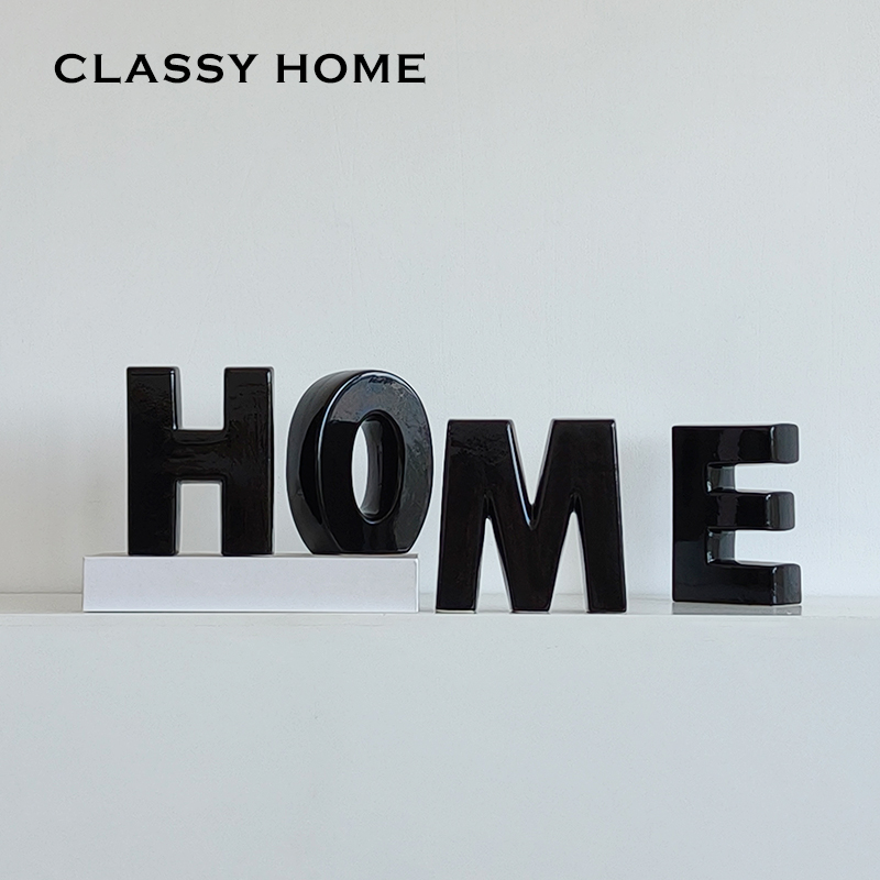 HOME现代简约意式轻奢百搭黑白设计师款字母摆件桌面书柜装饰礼物