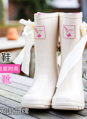 Evercreatures英国雨靴雨鞋女鞋套中筒雨鞋蝴蝶结防滑防水鞋水靴