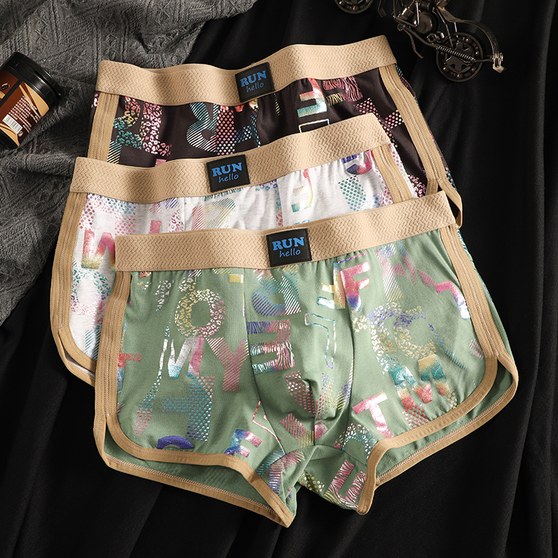 2025新款纯棉男士内裤男平角裤男生四角裤青少年学生运动男款裤头