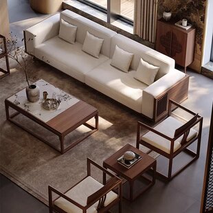 宋式美学沙发实木客厅家具组合套装全实木自建房宋氏黑胡桃木沙发