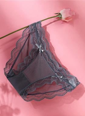 性感蕾丝蝴蝶结女三角裤低腰无痕网纱舒适透明内裤女士2026年冬季