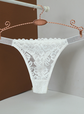 法式性感蕾丝丁字裤女低腰无痕透气T裤白色女式镂空薄款
