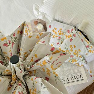 碎花雨伞女小巧便携迷你全自动防晒防紫外线遮阳伞折叠隔热五折伞