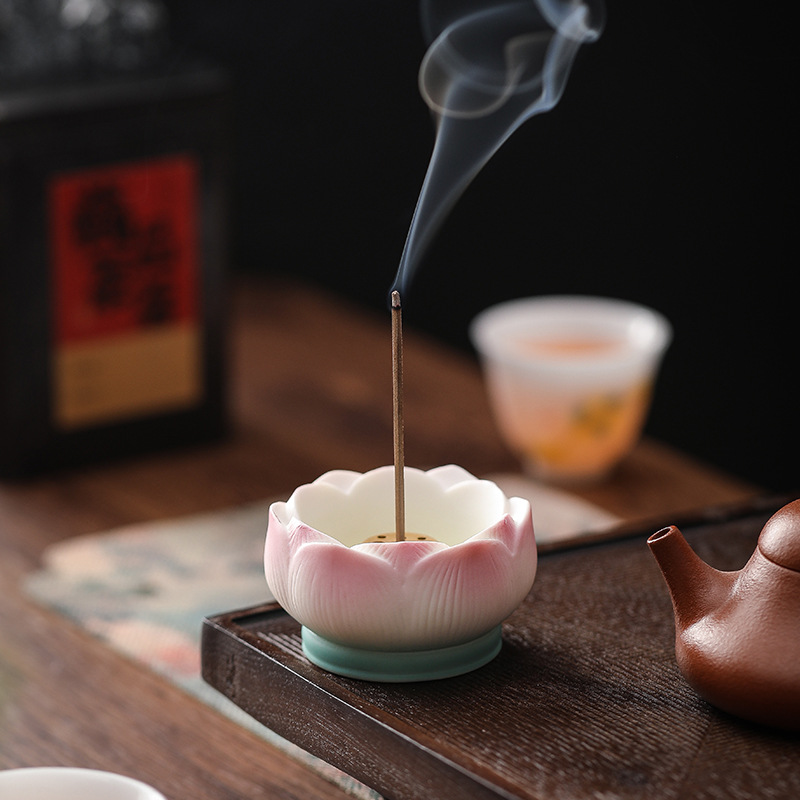 创意香炉家用室内陶瓷莲花线香插