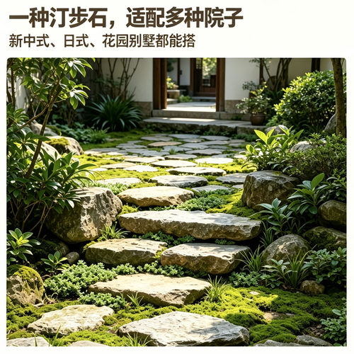 天然青石板汀步石户外花园踏步石庭院脚踏原石别墅铺路造景石板