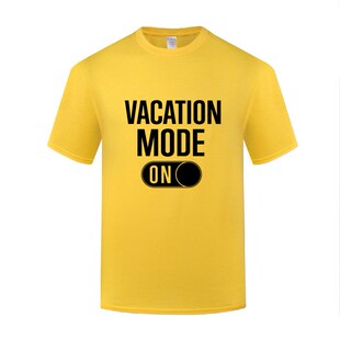 创意短袖 圆领棉T恤男宽松大码 Mode 滑稽搞笑 Vacation 新款