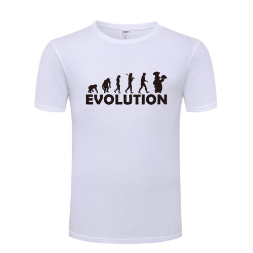 外贸纯棉短袖儿童T恤 A Chef Cooking Evolution 进化论 厨师烹饪