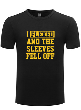 外贸纯棉男女童短袖儿童T恤 I Flexed And The Sleeves Fell Off